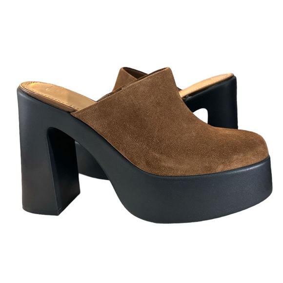 NWT Gianni Bini Bono So Chic Brown Suede Platform Mules 8 -  8.5 - Picture 1 of 9
